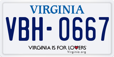 VA license plate VBH0667