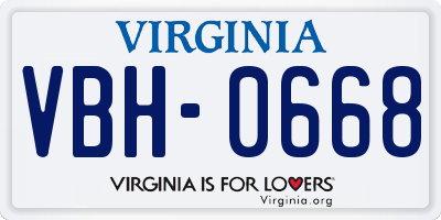 VA license plate VBH0668