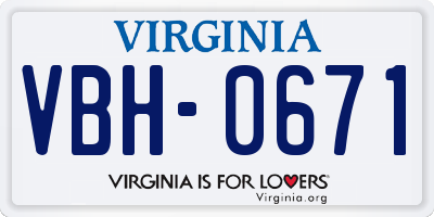 VA license plate VBH0671