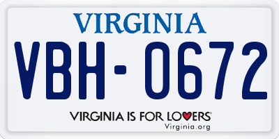 VA license plate VBH0672