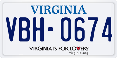 VA license plate VBH0674