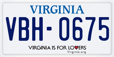 VA license plate VBH0675