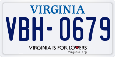 VA license plate VBH0679