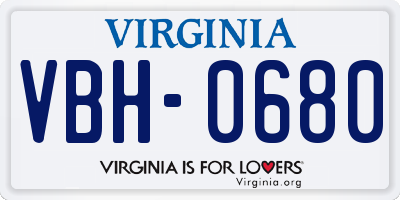 VA license plate VBH0680