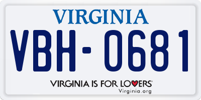 VA license plate VBH0681