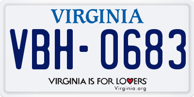 VA license plate VBH0683