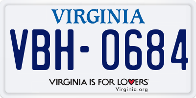 VA license plate VBH0684