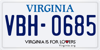 VA license plate VBH0685