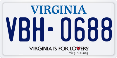 VA license plate VBH0688
