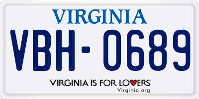 VA license plate VBH0689