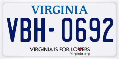 VA license plate VBH0692