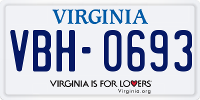 VA license plate VBH0693
