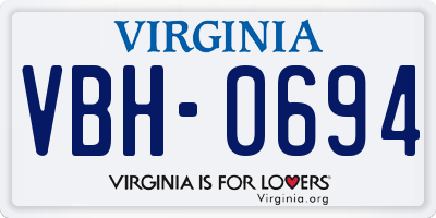 VA license plate VBH0694