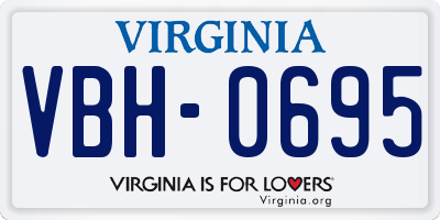 VA license plate VBH0695