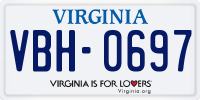 VA license plate VBH0697