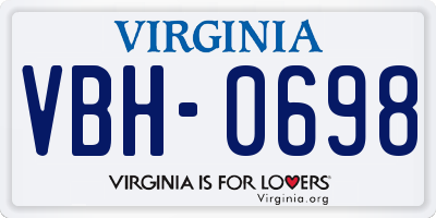 VA license plate VBH0698