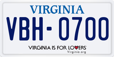 VA license plate VBH0700