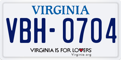 VA license plate VBH0704