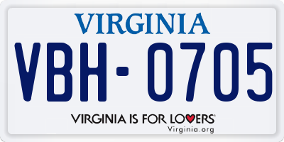 VA license plate VBH0705