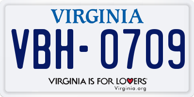 VA license plate VBH0709