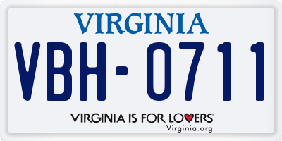 VA license plate VBH0711