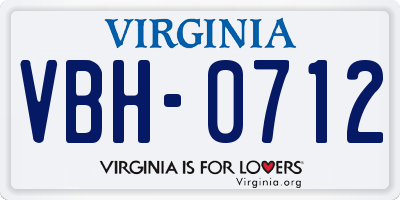 VA license plate VBH0712