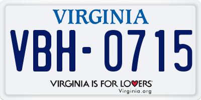VA license plate VBH0715