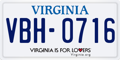 VA license plate VBH0716