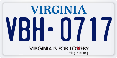 VA license plate VBH0717