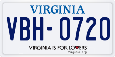 VA license plate VBH0720