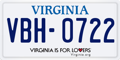 VA license plate VBH0722