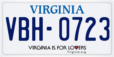 VA license plate VBH0723
