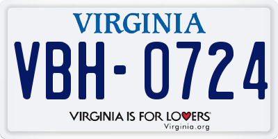 VA license plate VBH0724