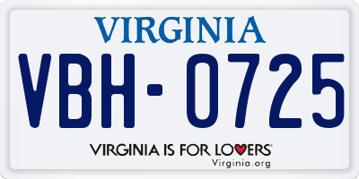 VA license plate VBH0725