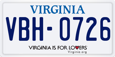 VA license plate VBH0726