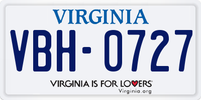 VA license plate VBH0727
