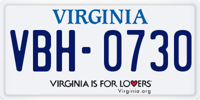 VA license plate VBH0730