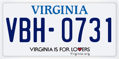 VA license plate VBH0731