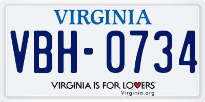 VA license plate VBH0734