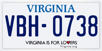 VA license plate VBH0738