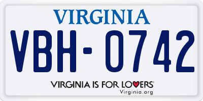 VA license plate VBH0742
