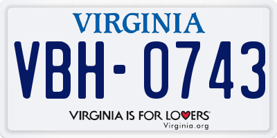 VA license plate VBH0743