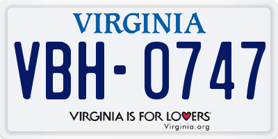 VA license plate VBH0747