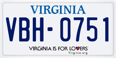 VA license plate VBH0751