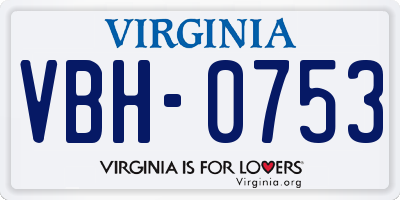 VA license plate VBH0753