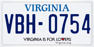 VA license plate VBH0754