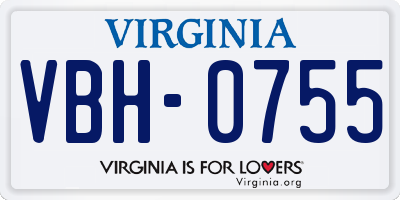 VA license plate VBH0755