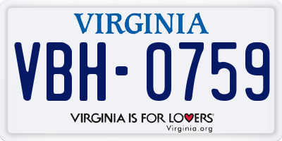 VA license plate VBH0759