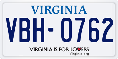 VA license plate VBH0762