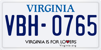 VA license plate VBH0765
